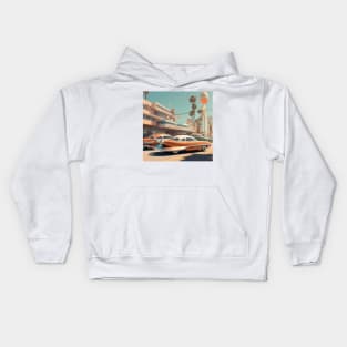 A Retro-Futuristic image of a Califonia Beach City Kids Hoodie